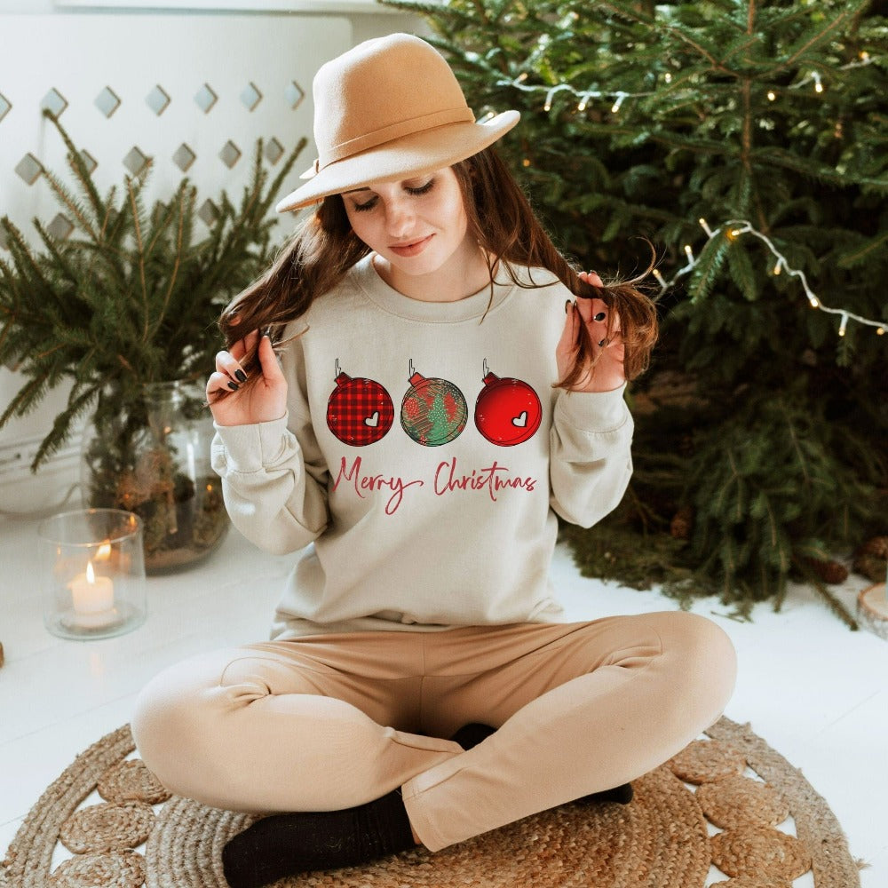 Merry Christmas Sweatshirt, Winter Holiday Sweater for Women, Cute Women's Christmas Holiday Gift Idea, Matching Family Ugly Sweater 