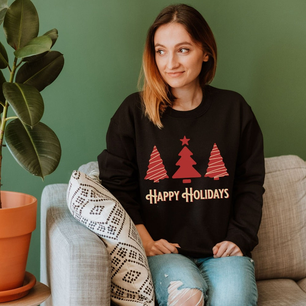 Christmas Sweatshirt, Holiday Shirt, Merry Christmas Tree Sweatshirt, Women Holiday Top, Winter Sweater for Mom Aunt Sister Daughter Grandma, Merry and Bright Xmas Gift