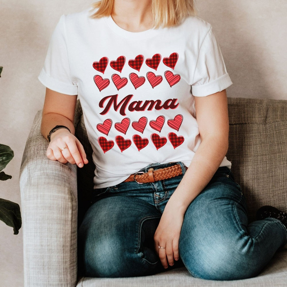 Mom Valentine's Day Shirt, Hearts Mama TShirt, Buffalo Plaid Heart Vday Present Ideas, Mama Valentines Day Graphic Tee, Mother's Tee 