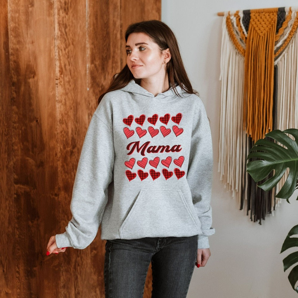 Mom Valentines Day Sweatshirt Gift, Women's Valentines Top Outfit, Buffalo Plaid Heart Sweatshirt, Vday Valentines Idea for Mom Mama 