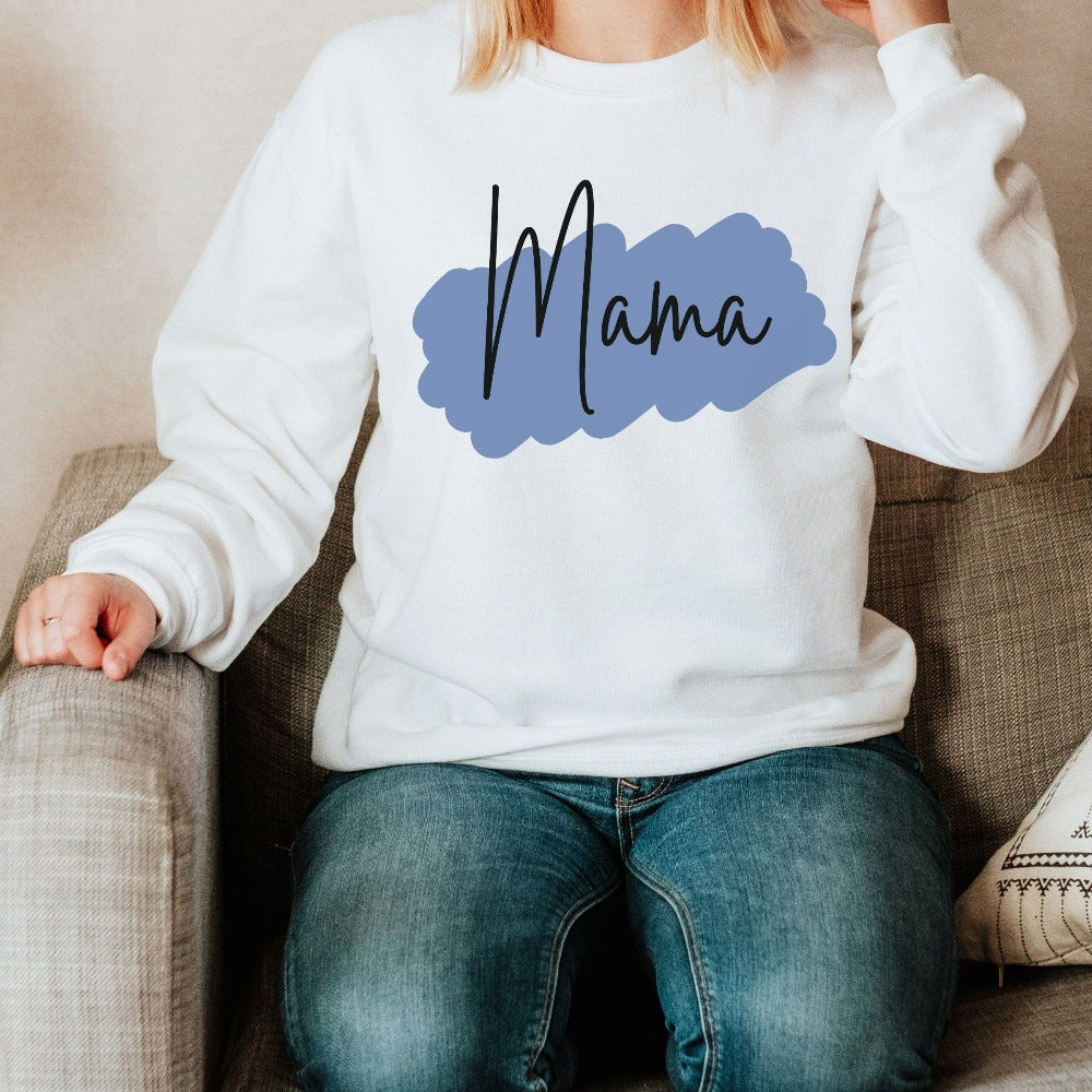 This Mama sweatshirt is a perfect gift for mama on birthdays, Christmas holidays or Mother's Day. This minimalist uplifting top for women -  mom, bonus step mama, wife, sister, aunt, daughter, friend or loved one - is a perfect appreciation gift. Also makes a great gift idea for the a mom during her baby shower or as a coming home from hospital outfit.