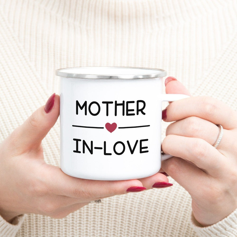 This trendy mother-in-law mug is a perfect gift idea for the favorite mother of the bride and groom in an engagement or wedding announcement. This unique mug will also be a great gift on a family reunion. A best coffee mug while camping and hiking.