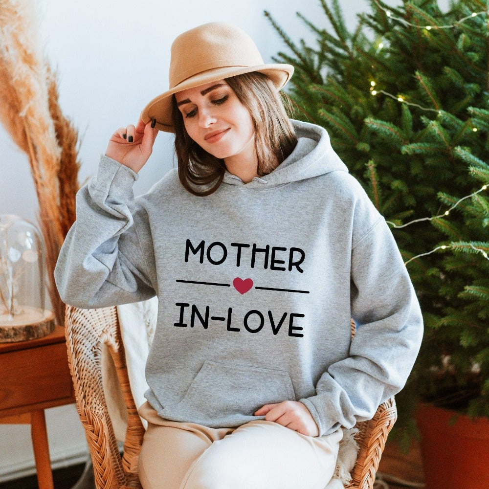 This trendy mother-in-law hoodie is a great gift idea of in-law to her future daughter-in-law or son-in-law in an engagement party. An engagement present to show support for the future bride and groom. Great fit on plus size and to anyone.