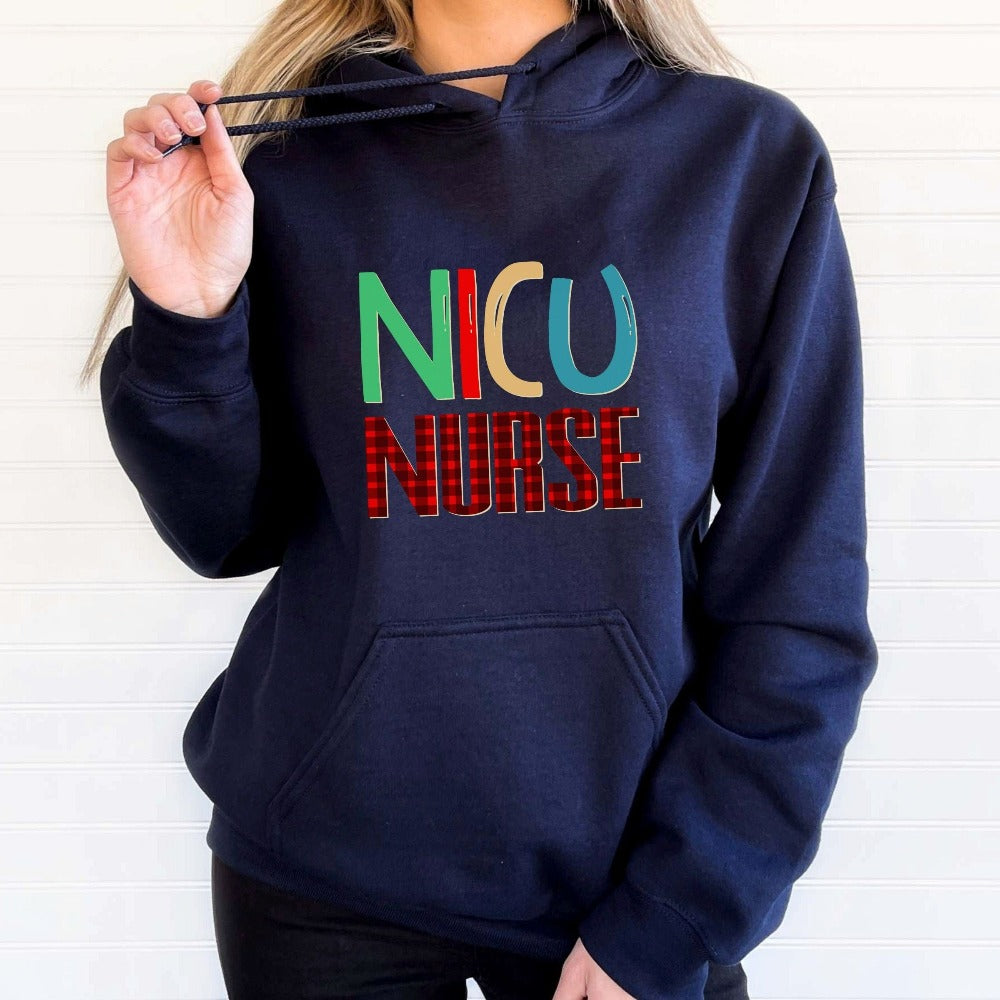 NICU Nurse Buffalo Plaid Hoodie - Main Image