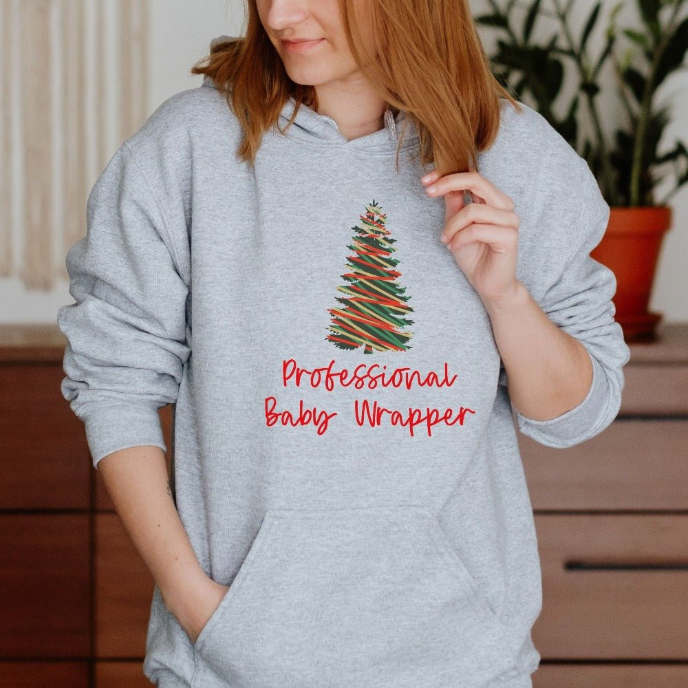 NICU Nurse Christmas Sweatshirt, Neonate RN Shirt, Professional Baby Wrapper Winter Sweater, Pediatric Unit Christmas Party Hoodies