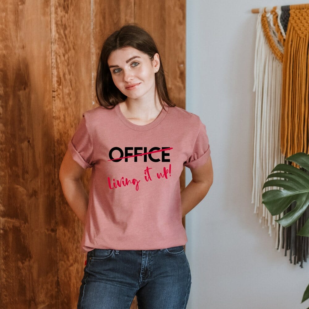 The perfect comfortable work shirt, virtual working t-shirt, and vacation shirt for every employee out there! This home office shirt is the perfect gift idea for admin assistants, girl bosses, and corporate workers for their next vacation trip.