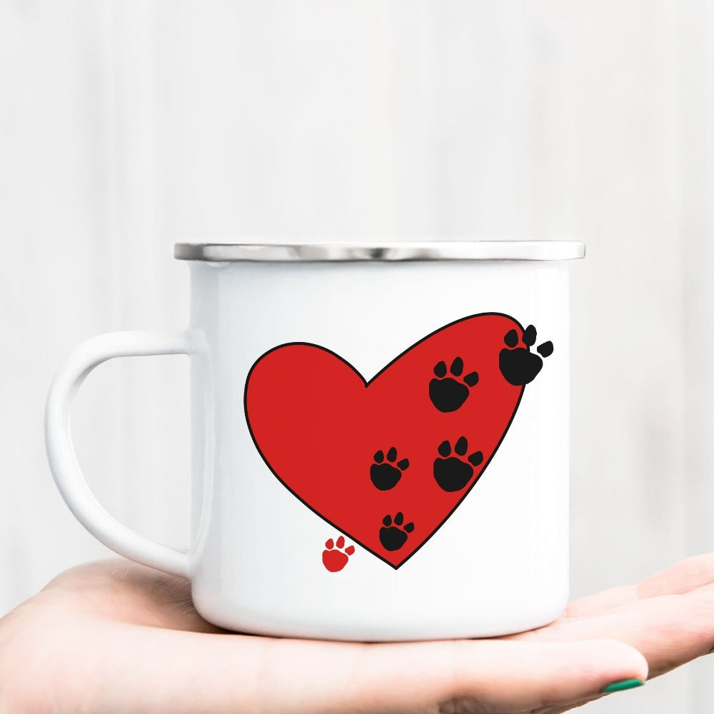 Paw Heart Coffee Mug, Dog Cat Lover Valentine Mug, Pet Owner Holiday Gift, Dog Mom Ceramic Cup, Pet Lover Birthday Mug, Paw Lover Mug 