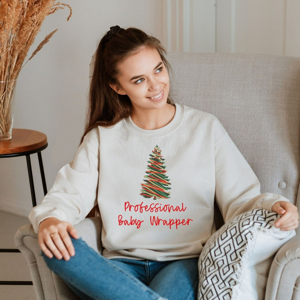 Pediatric Nurse Christmas Sweatshirt, Professional Baby Wrapper Sweater, Xmas Maternity Nurse Shirt, OBGYN Christmas Tees, Nurse Gift