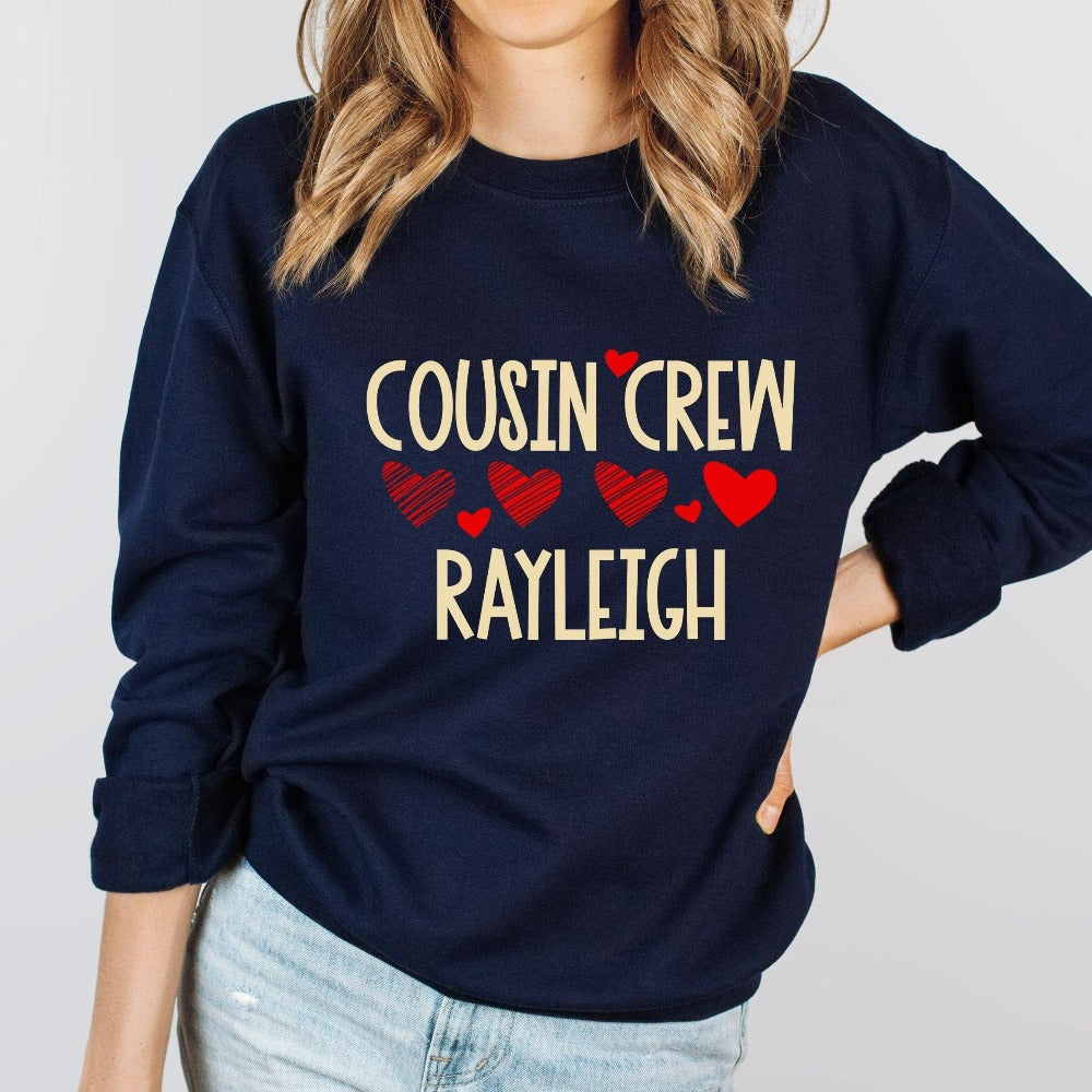 Personalized Cousin Crew Sweatshirts, Cousin Matching Valentines Sweater, Niece Nephew Birthday Gift, Weekend Getaway Family Shirts