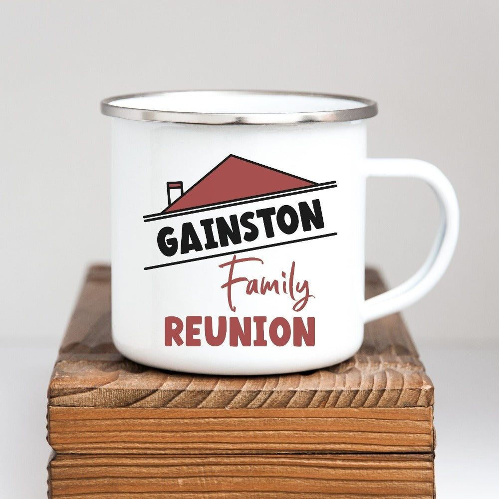 Celebrate family time with this custom matching group mug. A perfect souvenir gift idea for lasting memories during time spent with loved ones. Great for family reunion, vacations, summer break camping and other adventures and outdoor activities. Personalize with family name for a special touch.