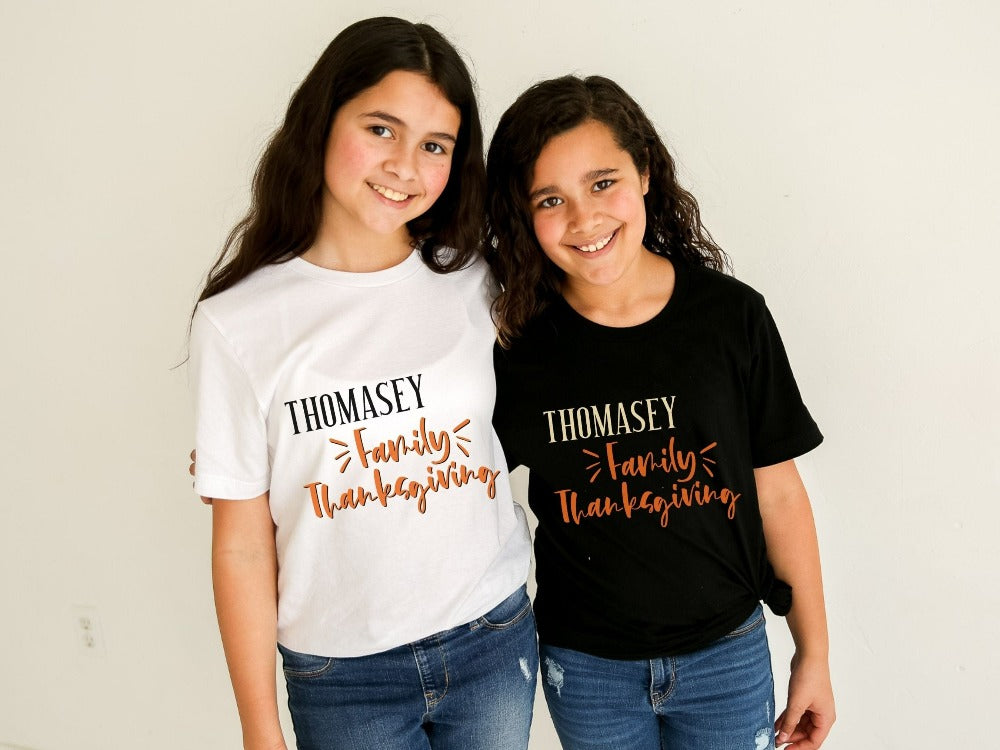 Get the turkey vibes with a custom family thanksgiving group causal tee. Perfect souvenir gift idea for holidays, family reunions, family trip present for cousin, relatives, grandparents, mom dad sibling, aunt uncle. Custom winter season memorable gift.