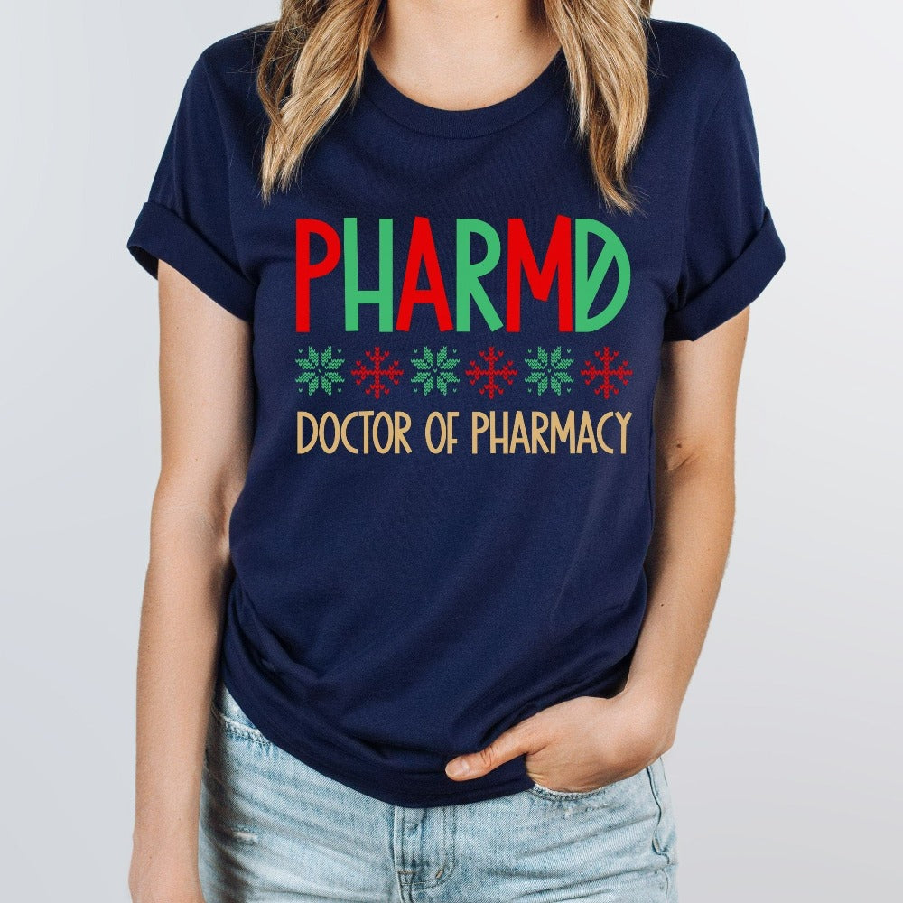 PharmD Christmas T-Shirts, Holiday Gift for Pharmacist Pharmacy Student, Pharmacy Christmas Party Shirt, PharmD Holiday Winter Tees, Pharm Crew Staff