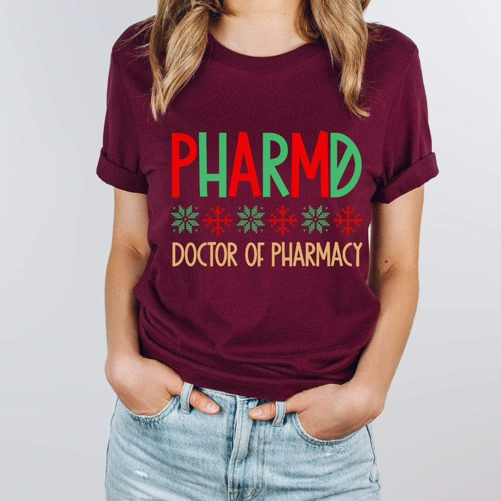 PharmD Christmas T-Shirts, Holiday Gift for Pharmacist Pharmacy Student, Pharmacy Christmas Party Shirt, PharmD Holiday Winter Tees, Pharm Crew Staff