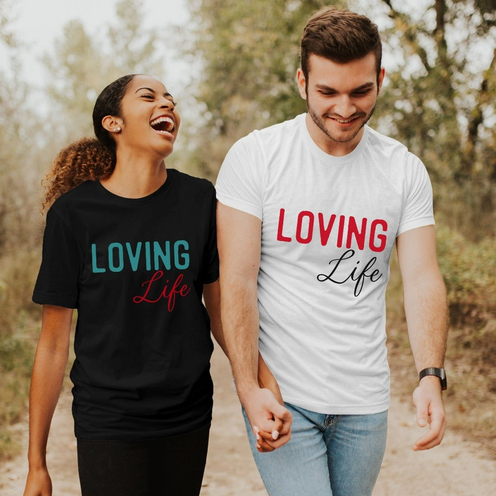 This minimalist loving life design is a great gift idea to celebrate good times and make more great memories. Enjoy the best things in life in this expressive casual shirt. Perfect birthday or Christmas gift idea for a friend or loved family member.