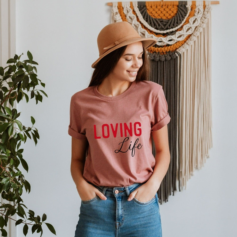 This minimalist loving life design is a great gift idea to celebrate good times and make more great memories. Enjoy the best things in life in this expressive casual shirt. Perfect birthday or Christmas gift idea for a friend or loved family member.