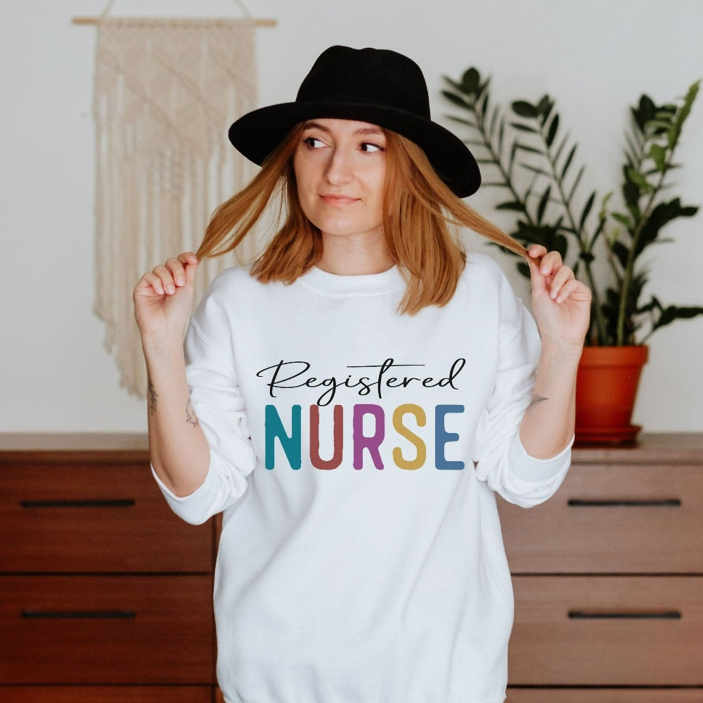 Retro Nurse Sweatshirt, New Emergency Nurse Welcome Gift, Unisex Crewneck Sweatshirt for Future Nurse, Registered NICU Nurse Outfit 