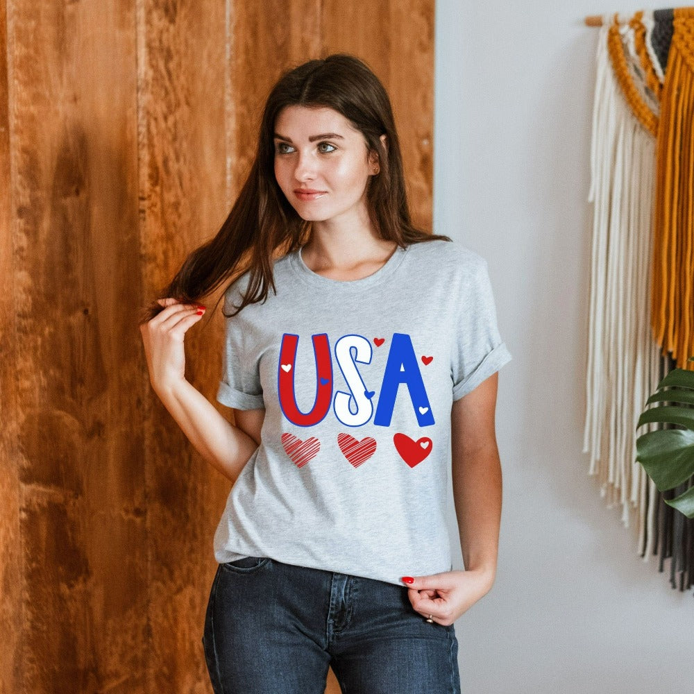 Retro USA TShirt, American Flag Shirt for Mom Aunt Sister Grandma, America Patriotic Tees, 4th of July Shirt, Valentine Gifts
