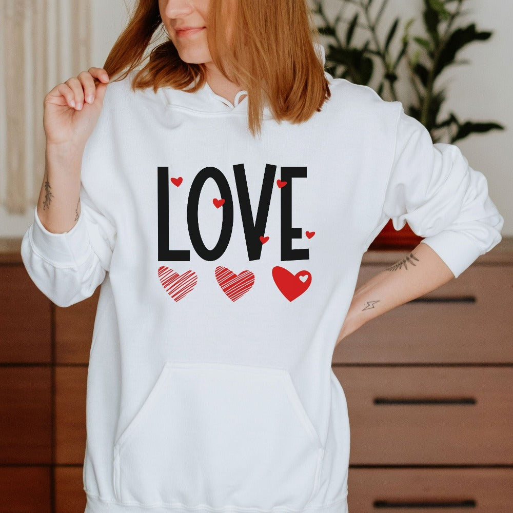 Retro Valentine Day Shirt, Love Heart Sweatshirt, Women's Valentines Sweater, Matching Couple Shirt, Anniversary Gift for Wife