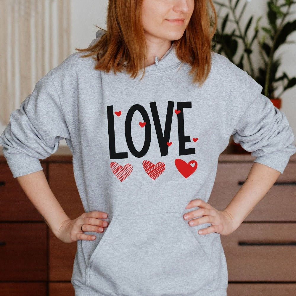 Retro Valentine Day Shirt, Love Heart Sweatshirt, Women's Valentines Sweater, Matching Couple Shirt, Anniversary Gift for Wife