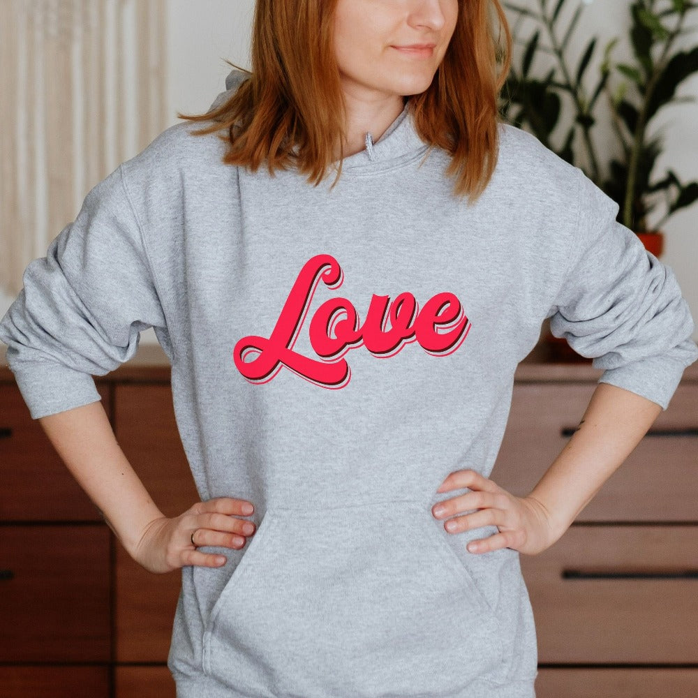 Retro Valentine's Day Shirt, Vday Love Sweatshirt, Valentines Day Gift for New Couple, Teachers Valentine Sweater, Heart Tops