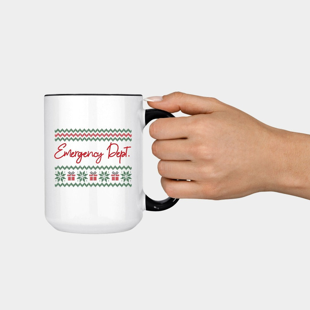 RN Nurse Gift Ideas, Cute Christmas Mug for ER Nurse, Winter Holiday Cup, Emergency Nurse Mug, Merry Christmas Cup, Hot Chocolate Mug 