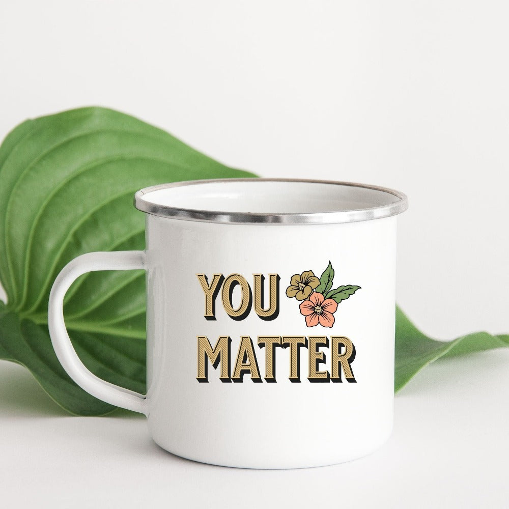 You matter SPED education or school counselor motivational positive coffee mug. This is a floral boho gift idea for teacher, social worker parent, special needs coach, autism awareness or Special Ed squad crew. Grab this for birthdays, Christmas holidays or family presents during the xmas season.