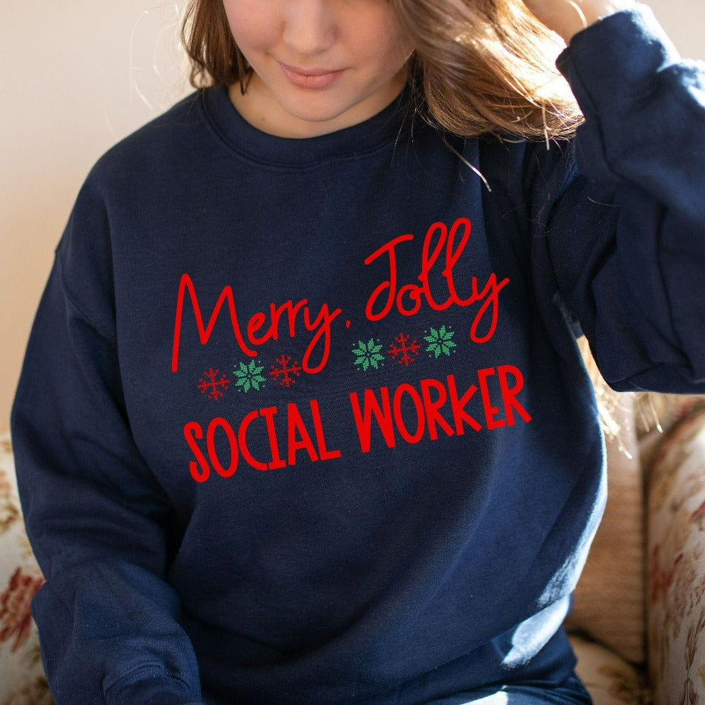 School Social Worker, Christmas Gift, Christmas Sweater for Women, Social Worker Winter Sweatshirt, Christmas Vacation Shirt for LCSW