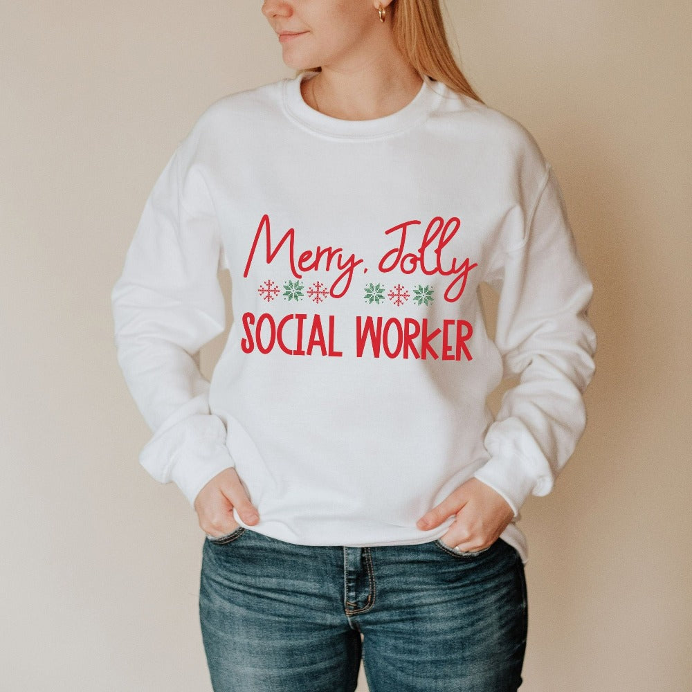 School Social Worker, Christmas Gift, Christmas Sweater for Women, Social Worker Winter Sweatshirt, Christmas Vacation Shirt for LCSW
