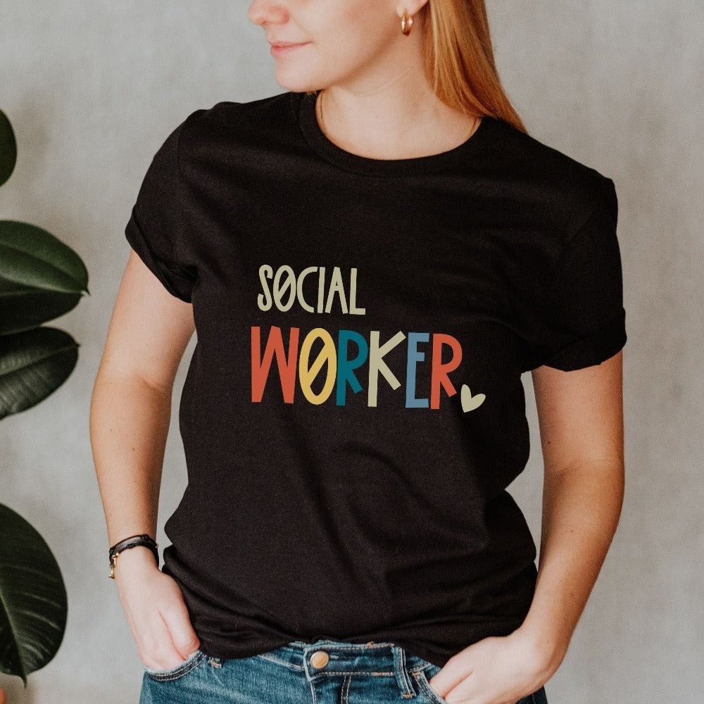 Social Worker shirt. This is a great graduation gift idea for future school counselor or social work grad. Perfect for Christmas present, staff motivation, appreciation gift or social worker week outfit for the staff team.