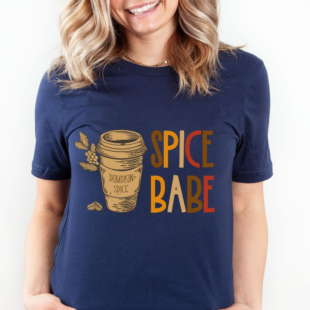 Pumpkin Spice Season Fall Shirt. Ready for pumpkin harvests, bonfires, adorable gifts, hayrides, family thanksgiving reunions, vibrant autumn colors, Halloween and all things cozy? Grab this super adorable shirt perfect for the holiday season's activities.