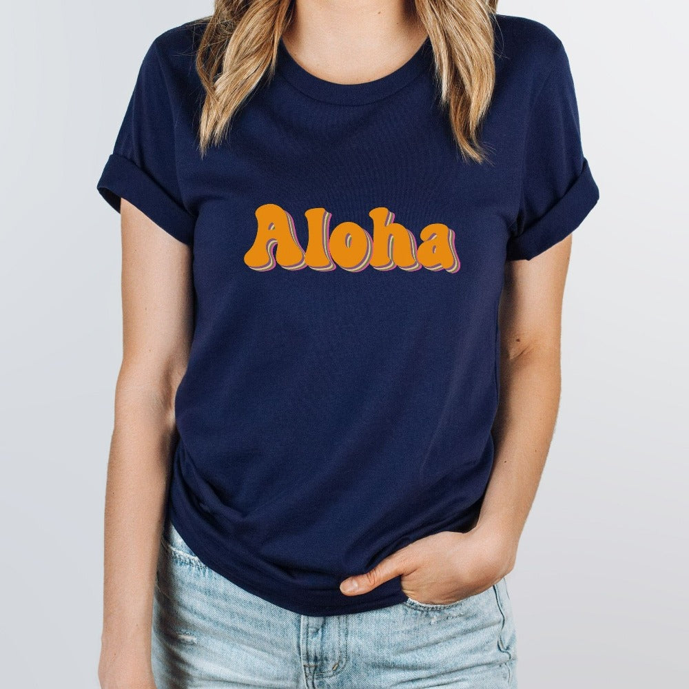 Aloha with this cute vacation apparel for your family beach island cruise, dream destination honeymoon getaway, mother daughter weekend adventure, girls trip matching outfit. This perfect vibrant Hawaii travel souvenir is great for your summer break gift for your favorite traveler crew.