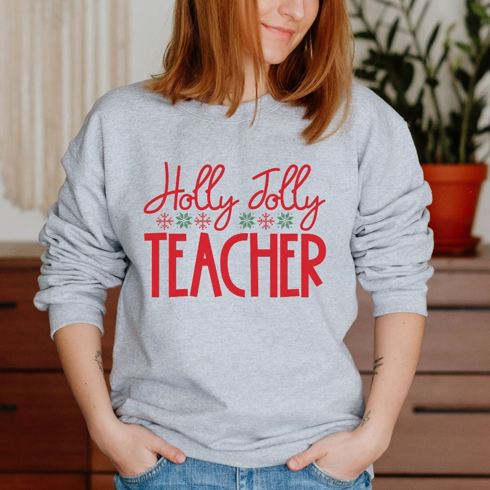 Teacher Christmas Gift Ideas, School Christmas Party Sweatshirt, Teacher Xmas Appreciation Shirt, Teacher Cute Xmas Sweater, Christmas Top for Teacher Teaching Staff