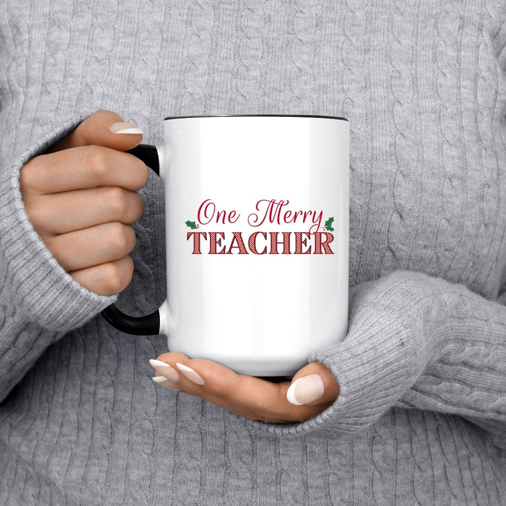 Teacher Christmas Mug, Cute Preschool Teacher Holiday Coffee Mug, Teacher Cups for Christmas, New Teacher Merry Christmas Gift Ideas