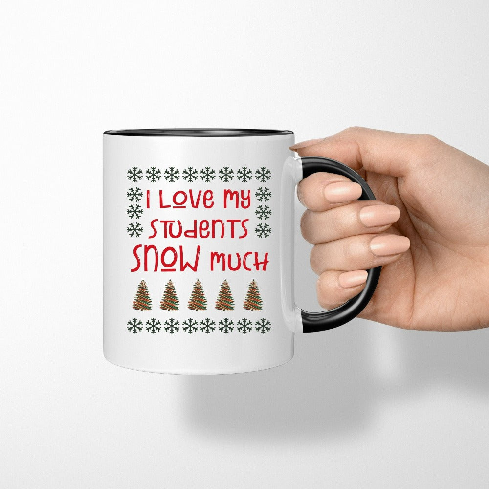 Teacher Christmas Mugs, Christmas Gift for Teacher, Teacher Christmas Tea Mug, Winter Holiday Cups, Teacher Christmas Cups, Xmas Gift