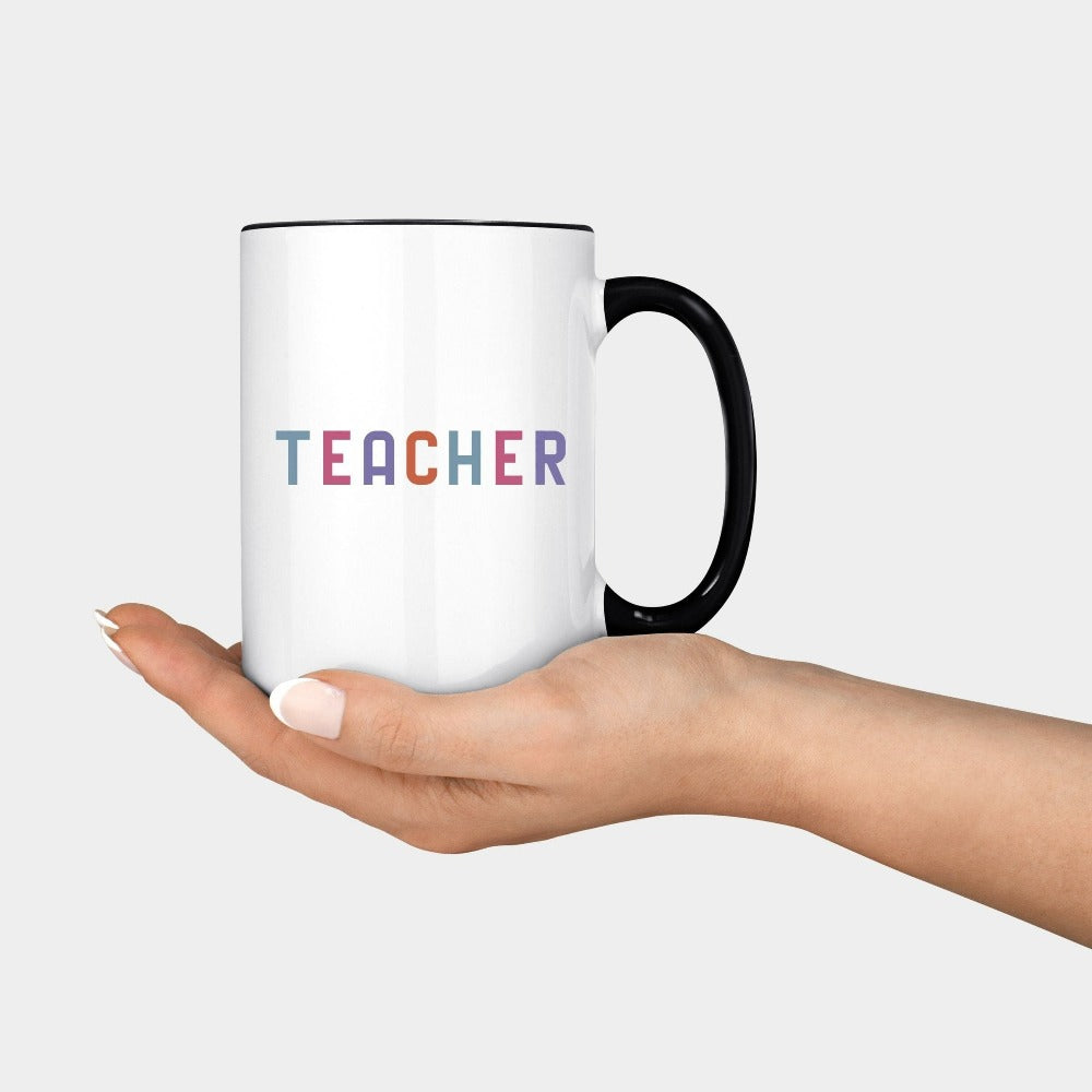 Inspirational coffee mug gift idea for teacher, trainer, instructor and homeschool mama. Show appreciation to your favorite grade teacher with this vibrant retro beverage cup. Perfect for elementary, middle or high school, back to school, last day of school, summer or spiring break. Great for everyday use both in and out of the classroom.