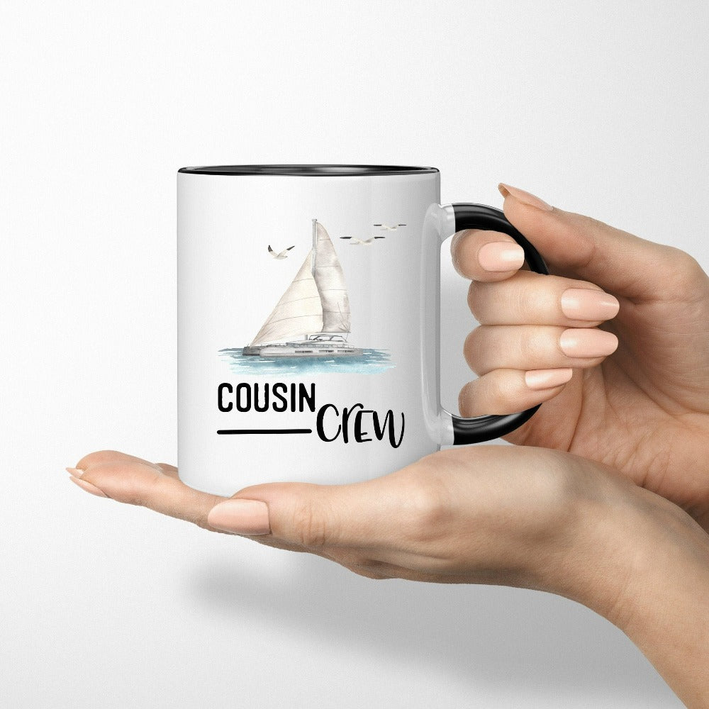 Get the family closer with this coastal sailing cousin crew gift idea. Brings up great memories of family adventures, camping, hiking, vacations, making time for each other, together. This is a perfect matching travel souvenir for the whole crew.