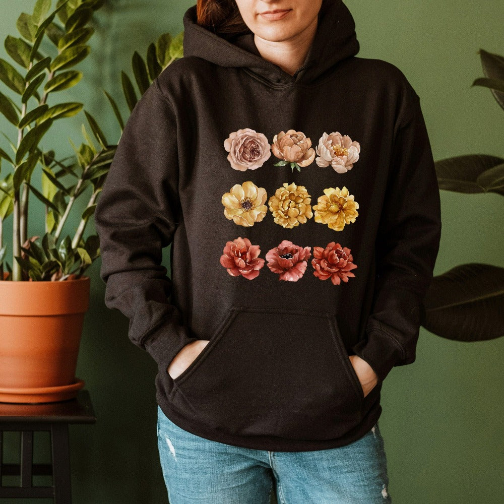 Bright, beautiful, simple and elegant. This boho botanical floral sweatshirt is another favorite. The watercolor flower arrangement in pastel colors makes this graphic hoodie unique and beautiful. Perfect gift idea for birthday, Christmas holiday, Mother's Day, Thanksgiving or anniversary. This top works both as a comfy weekend stay at home lounge wear or as a casual outfit for everyday outdoor use.