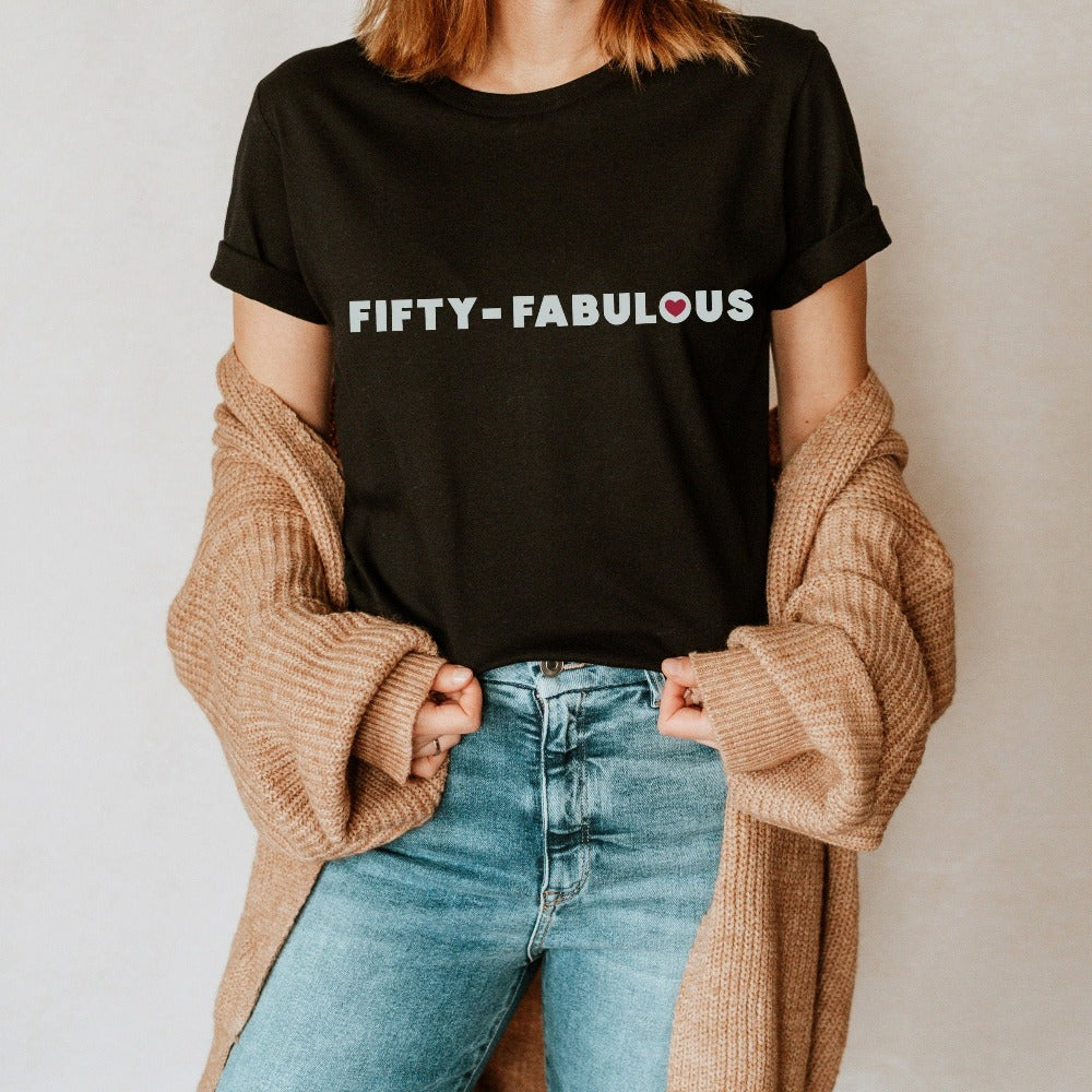 50th birthday babe gift. It's always fun to turn up and stand out especially on a special day. Whether you are planning a fabulous party for yourself or loved one, grab this adorable shirt fit for a queen and get ready for your celebrations.