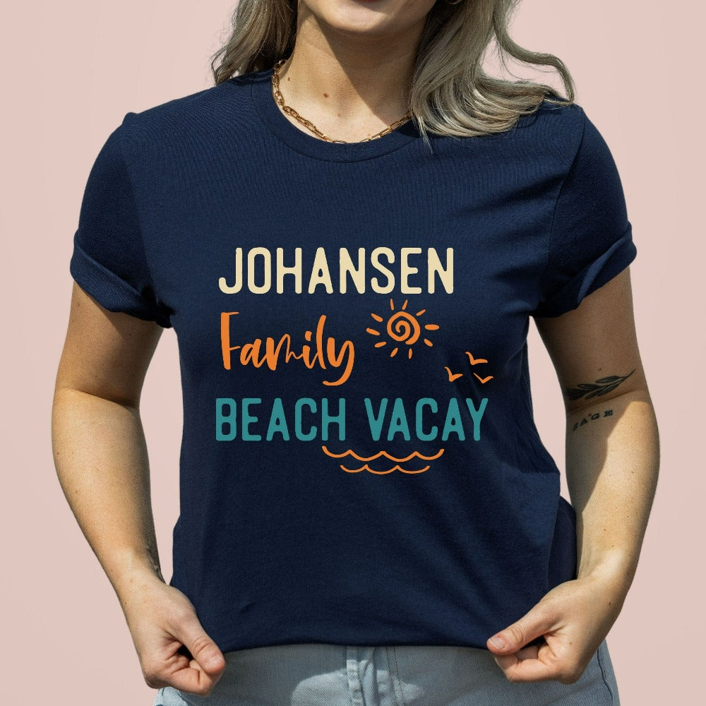This customized family vacation shirt brings the perfect vacay mode for your summer break camping adventure or cruise. Personalize with name for a custom special touch. Travel outfit perfect for cousin crew, siblings, mom daughter reunion, weekend getaway and more! Matching gift idea for cousin crew.