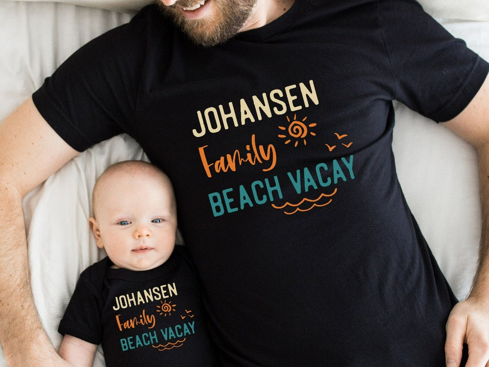 This customized family vacation shirt brings the perfect vacay mode for your summer break camping adventure or cruise. Personalize with name for a custom special touch. Travel outfit perfect for cousin crew, siblings, mom daughter reunion, weekend getaway and more! Matching gift idea for cousin crew.