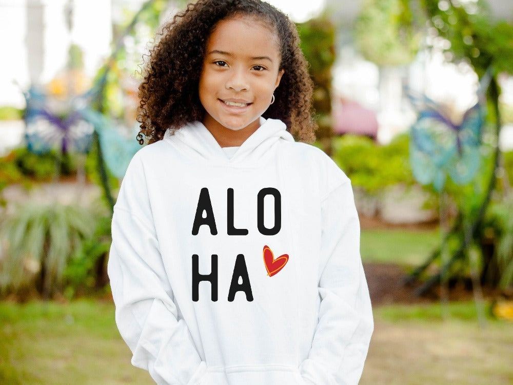 Aloha with this cute vacation sweatshirt for your family beach island cruise, dream destination honeymoon getaway, mother daughter weekend adventure, girls trip matching outfit. This perfect vibrant Hawaii travel souvenir is great for your summer break gift for your favorite traveler crew.