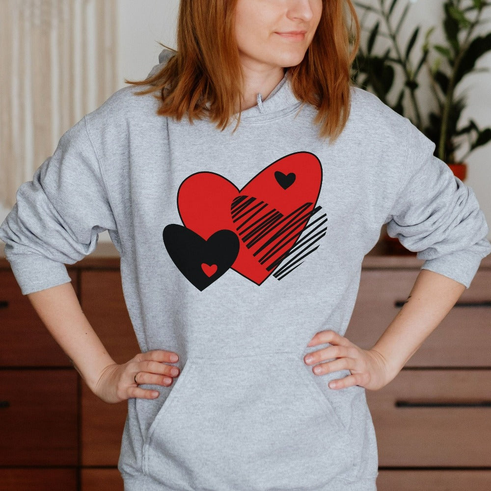 Valentine Heart Sweatshirt, Cute Valentines Day Hoodie, Valentines Gift for Girlfriend, Cute Honeymoon Sweatshirt, Heart Shirt