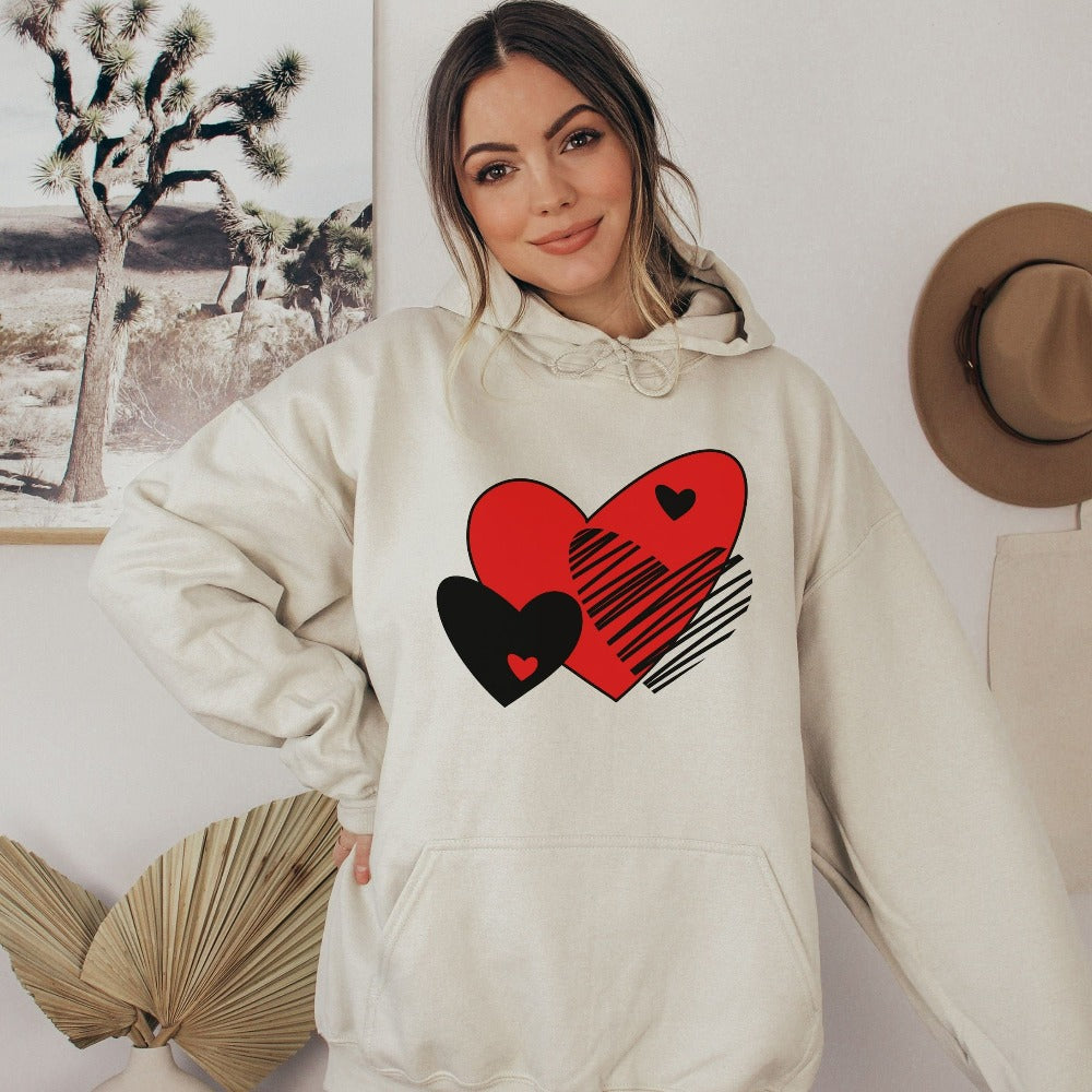 Valentine Heart Sweatshirt, Cute Valentines Day Hoodie, Valentines Gift for Girlfriend, Cute Honeymoon Sweatshirt, Heart Shirt