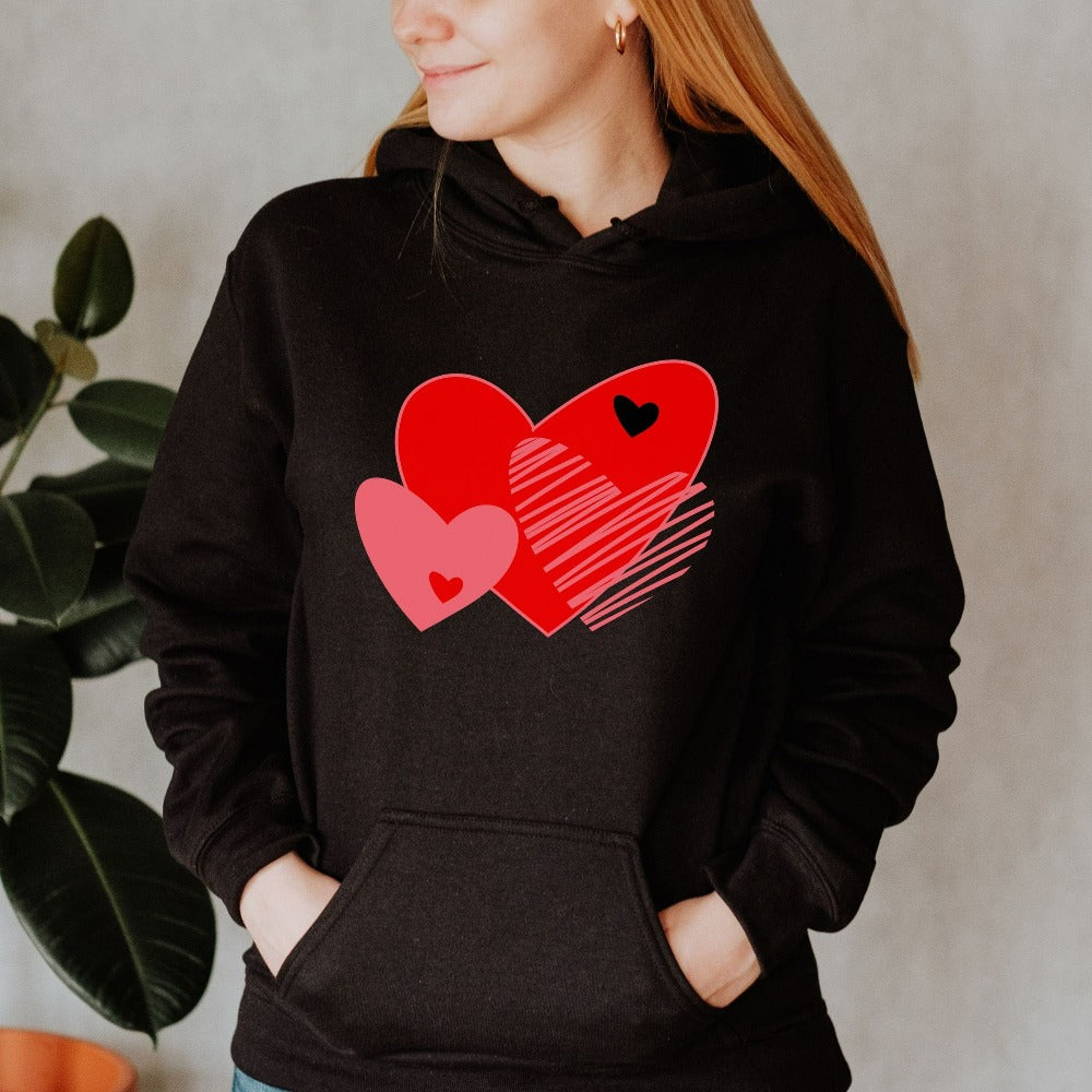 Valentine Heart Sweatshirt, Cute Valentines Day Hoodie, Valentines Gift for Girlfriend, Cute Honeymoon Sweatshirt, Heart Shirt