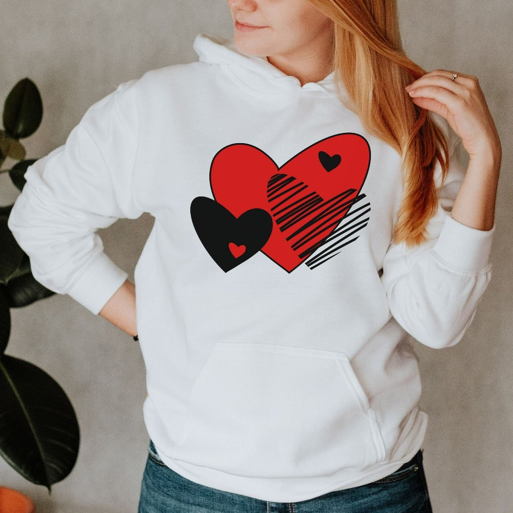 Valentine Heart Sweatshirt, Cute Valentines Day Hoodie, Valentines Gift for Girlfriend, Cute Honeymoon Sweatshirt, Heart Shirt