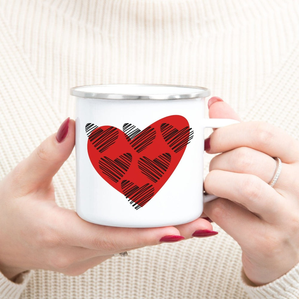 Valentine's Day Gift for Women, Heart Coffee Cup, Honeymoon Heart Mug, Scribble Heart Ceramic Cup, Valentines Coffee Mug, Teacher Mug 