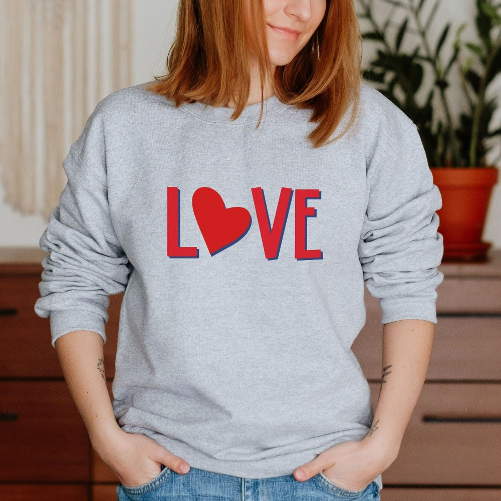 Valentine's Day Love Sweatshirt, Wife Valentines Day Outfit, Heart Sweatshirt Gift, Unisex Valentine Crewneck, Couple Heart Sweater 