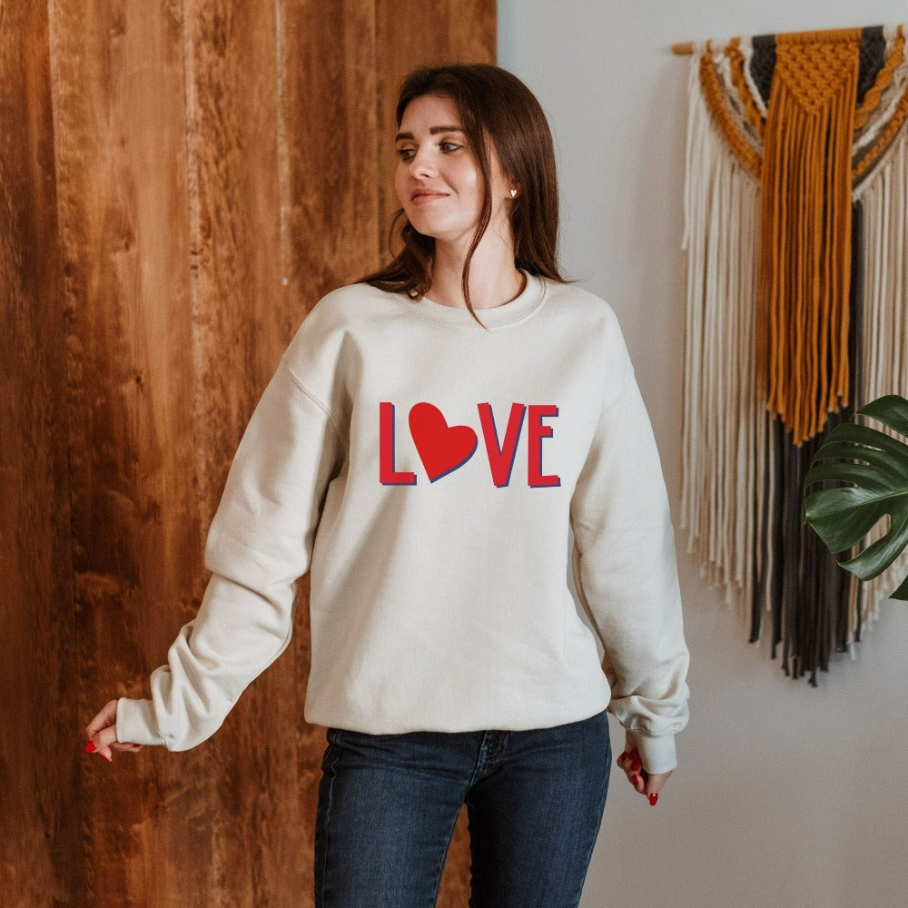 Valentine's Day Love Sweatshirt, Wife Valentines Day Outfit, Heart Sweatshirt Gift, Unisex Valentine Crewneck, Couple Heart Sweater 