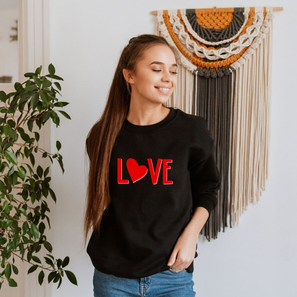 Valentine's Day Love Sweatshirt, Wife Valentines Day Outfit, Heart Sweatshirt Gift, Unisex Valentine Crewneck, Couple Heart Sweater 