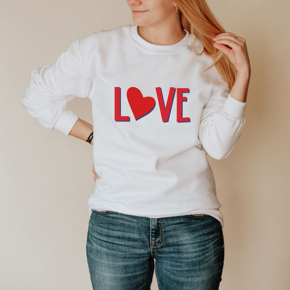 Valentine's Day Love Sweatshirt, Wife Valentines Day Outfit, Heart Sweatshirt Gift, Unisex Valentine Crewneck, Couple Heart Sweater 